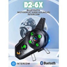 Gunkes D2-6x 1000M Mesafeli 6 Kanallı Intercom Bluetooth Motosiklet Kask Kulaklığı Intercom Kulaklık