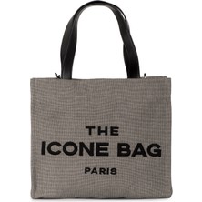 İcone Bag Icone The Icone Bag Paris Işlemeli Tote Kadın Kol Çantası ve Omuz Çantası Orta Boy