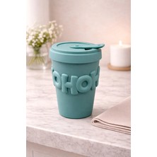 Yzhome Acar Porselen Kupa Bardak Silikon Kapaklı Kahve Çay Ofis Bardağı 400ML