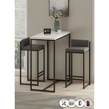 Ats Dekor Barvia Back 2 Li Bar Masa Takımı, Metal Ayaklı, Mutfak Masası, Mutfak Sandalyesi