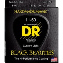 DR Bka-11 Black Beauties Siyah Akustik Gitar Teli (Custom Light 11-50)