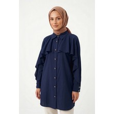 Lale Butik Levidor Kolu Fırfır Detay Gömlek 230157 Lacivert