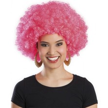 Neonova Pembe Renk Kıvırcık Afro Bonus Peruk