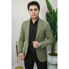 Beystil Mono Yaka Yeşil Ceket 572- Slim Fit