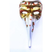 Neonova Turuncu Renk Işlemeli Seramik Malzemeden Imal Venedik Uzun Maske Magnet