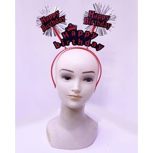 Neonova Happy Birthday Yazılı Püsküllü Neon Kırmızı Renk Doğum Günü Tacı 22X19 cm