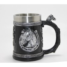 Renklime 3D Kabartmalı At Büstü Paslanmaz Çelik Kupa Bardak