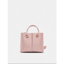 Özüm Çanta Kadın 3 Bölmeli Uzun Askılı Kol ve Omuz Çantası Pudra Rengi