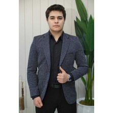 Beystil Sivri Yaka Kırçıllı Lacivert Ceket Lyon - Slim Fit