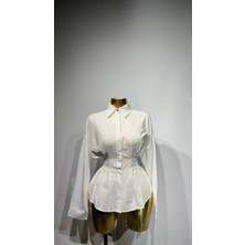 Gold Düğmeli Korse Detay Gömlek