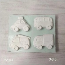 Yoyomold YY2688 Dörtlü Silikon Kalıp Taksi Minibüs İtfaiye Arabası Harç Arabası Beyaz