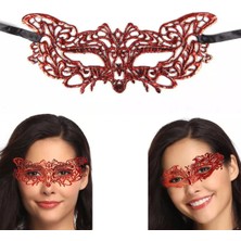 Neonova Kırmızı Dantel Masquerade Maskesi 9 No