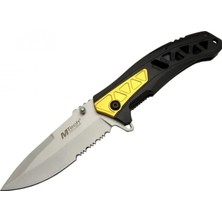 Marsilyan 4191 Sarı Kamp Çakı 21CM - Yarı Otomatik, Kemerlikli, Testere Detaylı, Desenli Sap