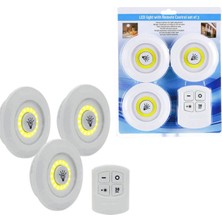 Neonova 3lü Uzaktan Kumandalı Yapışkanlı Kablosuz LED Spot Lambalar