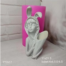 Yoyomold Tavşan Kulaklı Buketli Kız Silikon Kalıp: Sevimlilik ve Zarafetin Buluştuğu Özel Tasarım!