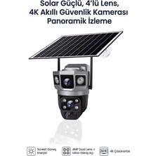 Kensa Güneş Enerji Panelli 4 Lensli Dış Mekan Kamerası - 2 Yönlü Sesli Konuşma & Gece Görüşü