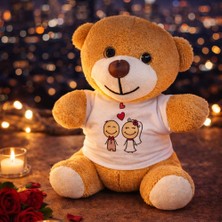 Renklime Sevimli Gelin Damat Tişörtlü Peluş Ayıcık