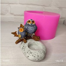 Yoyomold YY2003 Taş Mumluk Çalı Kuşlu Silikon Kalıp