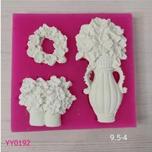 Yoyomold YY0192-ÇIÇEKLI Vazo Saksıda Vazo Yuvarlak Çiçek Halka Silikon Kalıp-4-9,5