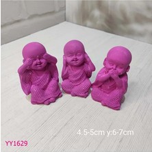 Yoyomold YY1629-3LÜ Buda Görmedim Duymadım Bilmiyorum Noktalı Elbiseli 6-7 cm Silikon Kalıp