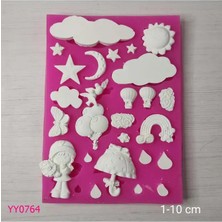 YOYOMOLD YY0764 Çocuk Modelleri Bulut Ay Balon Şemsiye Yağmur Damlalı Silikon Kalıp