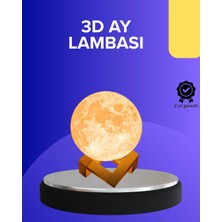 Datatek 16 Renkli 3D Baskılı Ay Lambası Ahşap Standlı