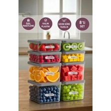 Selka Home 4 Adet 0.5 ve 4 Adet Derin 1 Lt. Nora Organizer Buzdolabı Buzluk Düzenleyici Saklama Kabı