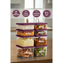 Selka Home 4 Adet 0.5 ve 4 Adet Derin 1 Lt. Nora Organizer Buzdolabı Buzluk Düzenleyici Saklama Kabı