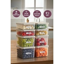 Selka Home 4 Adet 0.5 ve 4 Adet Derin 1 Lt. Nora Organizer Buzdolabı Buzluk Düzenleyici Saklama Kabı