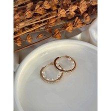 Premium Paslanmaz Çelik Incili Rose Gold Küpe