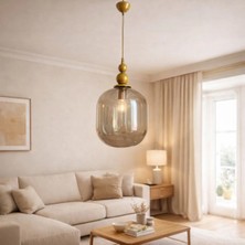 Ömür Avize Fıçı Kapalı Bal Camlı Eskitme Gold Kasa Sarkıt Avize