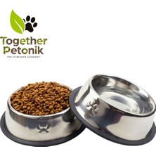 Together Petonik 2'li Kedi ve Köpek Çelik Metal Mama Kabı 18 cm