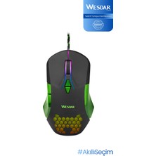 Wesdar X523 Kablolu Rgb 7 Tuşlu 7200 Dpı Gaming Mouse Siyah/yeşil