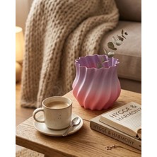GIGA 3D Kıvrımlı Pembe Lila Vazo Modern Dekoratif Şık Ev Aksesuarı