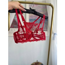 Ecs Butik Çiçek Desenli Dantelli Balenli Bralet & Tanga Takımı