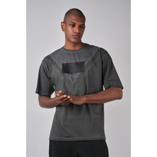 Ex-pent Kısa Kollu Yıkama Efektli Baskılı Gri T-Shirt