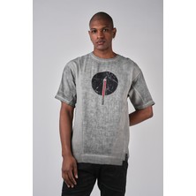 Ex-pent Kısa Kollu Gri Renkli , Baskılı Modelli, Pamuklu T-Shirt