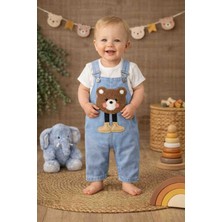 Uçurtma Baby Kids Babybuu Ayıcık Nakışlı Kot Erkek Bebek Yazlık Salopet