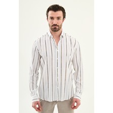 MCR Çizgili Slim Fit Uzun Kollu Erkek Gömlek