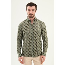 MCR Çiçek Desenli Slim Fit Uzun Kollu Erkek Gömlek