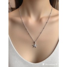 Bizle Tasarla Zirkon Taşlı Deniz Yıldızı Çelik Kolye Eşe, Sevgiliye, Anneler Günü, Arkadaşa Hediye