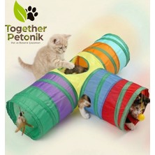 Together Petonik Kedi Oyun Tüneli - 3 Kapılı T Tipinde ve Oyun Topu