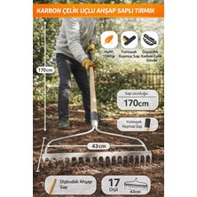 Binbirreyon Uzun Sap 17 Diş Toprak Tırmığı Karbon Çelik Başlık Dişbudak Sap 170CM 1580GR AB090