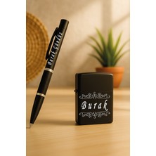 Bizle Tasarla Kişiye Özel Isim Yazılı Metal Kalem ve Benzinli Çakmak Seti