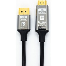Zeyar Teknoloji Hi-Link 4K 60Hz Displayport To HDMI Kablo - Dp Giriş HDMI Çıkış Görüntü Aktarıcı 1.8 Metre Aliminyum
