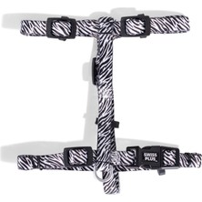 BloominBag Swissplus Urban Paws Zebra Black Geri Dönüştürülmüş H-Tipi Köpek Göğüs Tasması-Xs