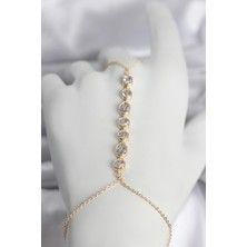 Solenya Pirinç Gold Renk Sıralı Zirkon Taşlı Kadın Şahmeran