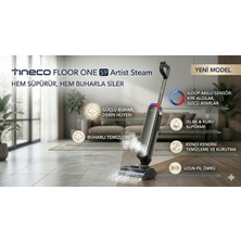 Tineco Floor One S9 Artist Steam Kablosuz Buharlı Akıllı Islak Kuru Süpürge, Zemin Temizleyici Paspas, 140°C Yüksek Isılı Hypersteam Buhar Teknolojisi, 22KPA