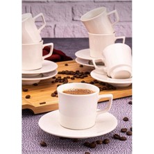 Abnturk 6 Kişilik Beyaz Renk Hafif Ergonomik Fincan Takımı