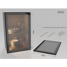 Sumua Store Alüminyum Çerçeveli Cam Dolap Kapağı – 72CM x 45CM - Modern Mutfak & Vitrin Kapak Paneli (Mat Siyah Profil)